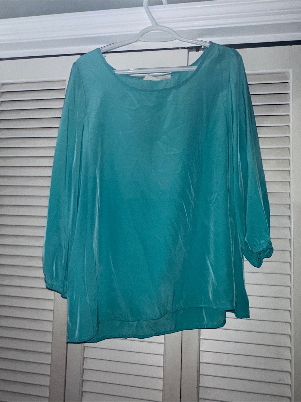 Relaxed Teal Women's Blouse with Scoop Neck